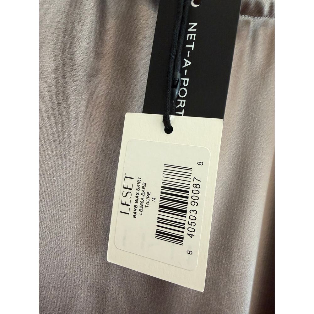 NWT LESET Barb Bias Maxi Skirt Taupe Size M Satin Acetate Made in USA - Picture 5 of 6